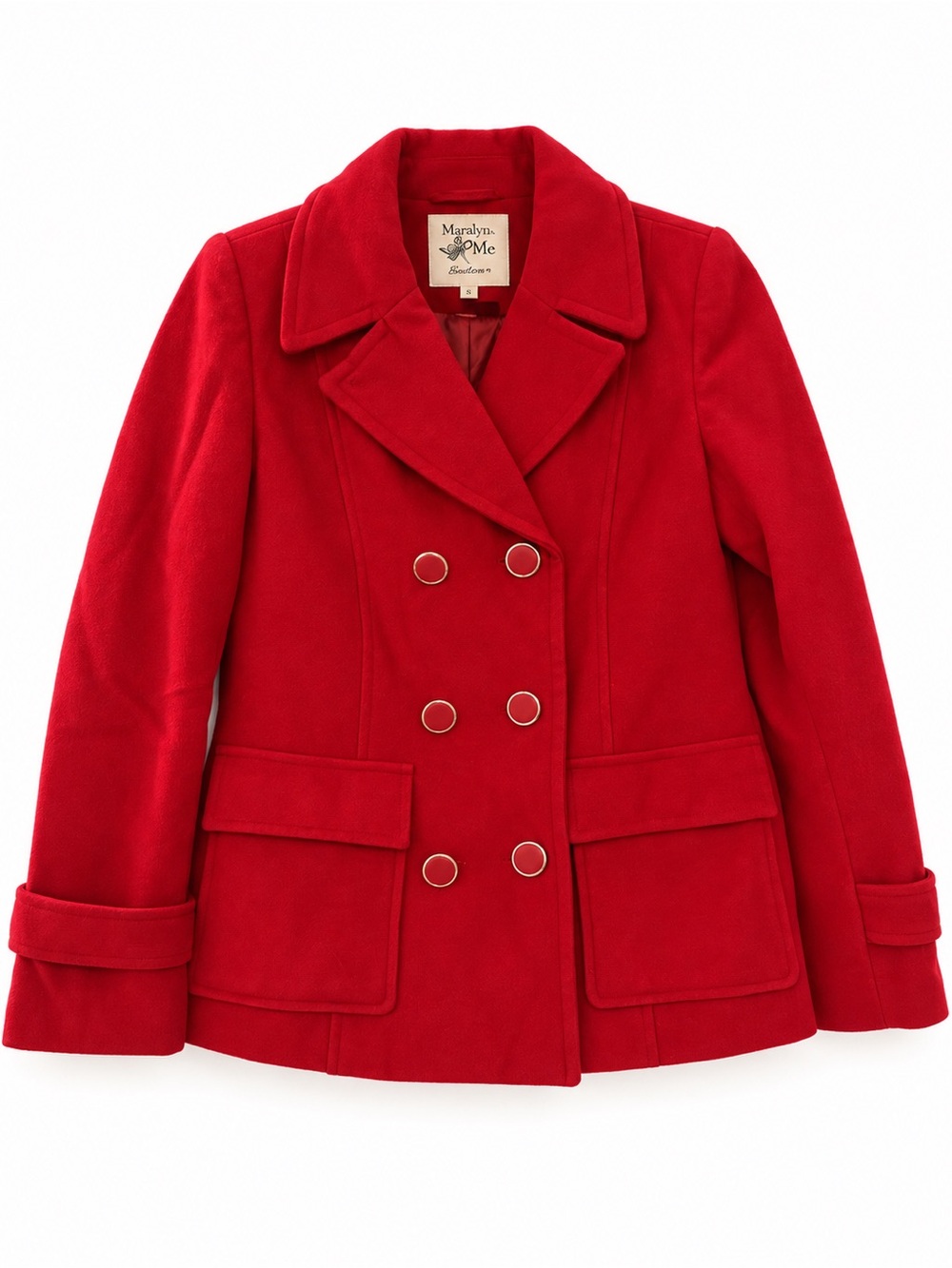 Maralyn & Me Red Double Breasted Peacoat Jacket Women’s Size S